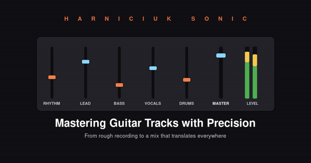 Mixing console faders for mastering guitar tracks — Harniciuk Sonic