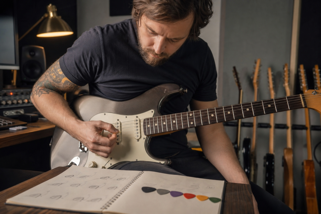Guitar Pick Angle Experiments for Tone and Speed — Harniciuk Sonic